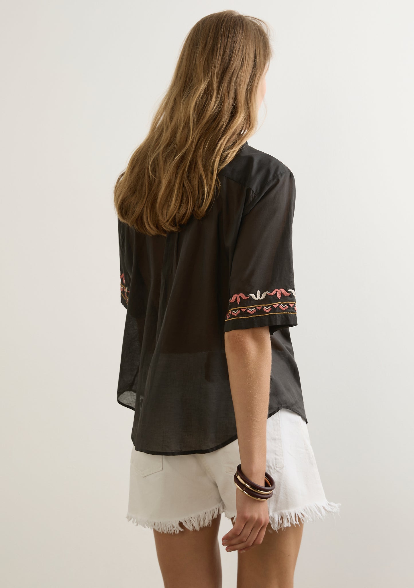 Vesper Embroidered Blouse - Black