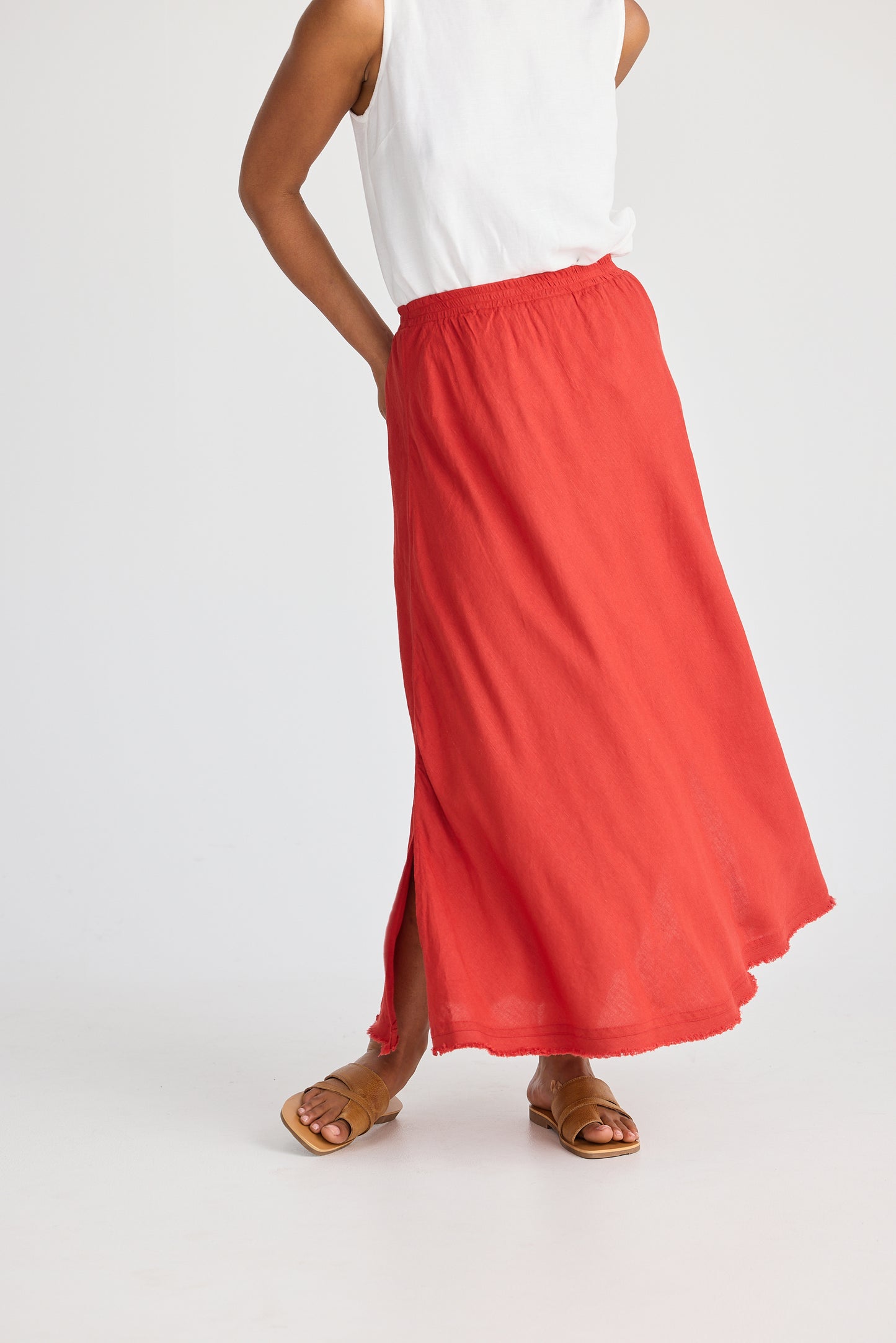 Sicily Skirt -Cherry linen Blend