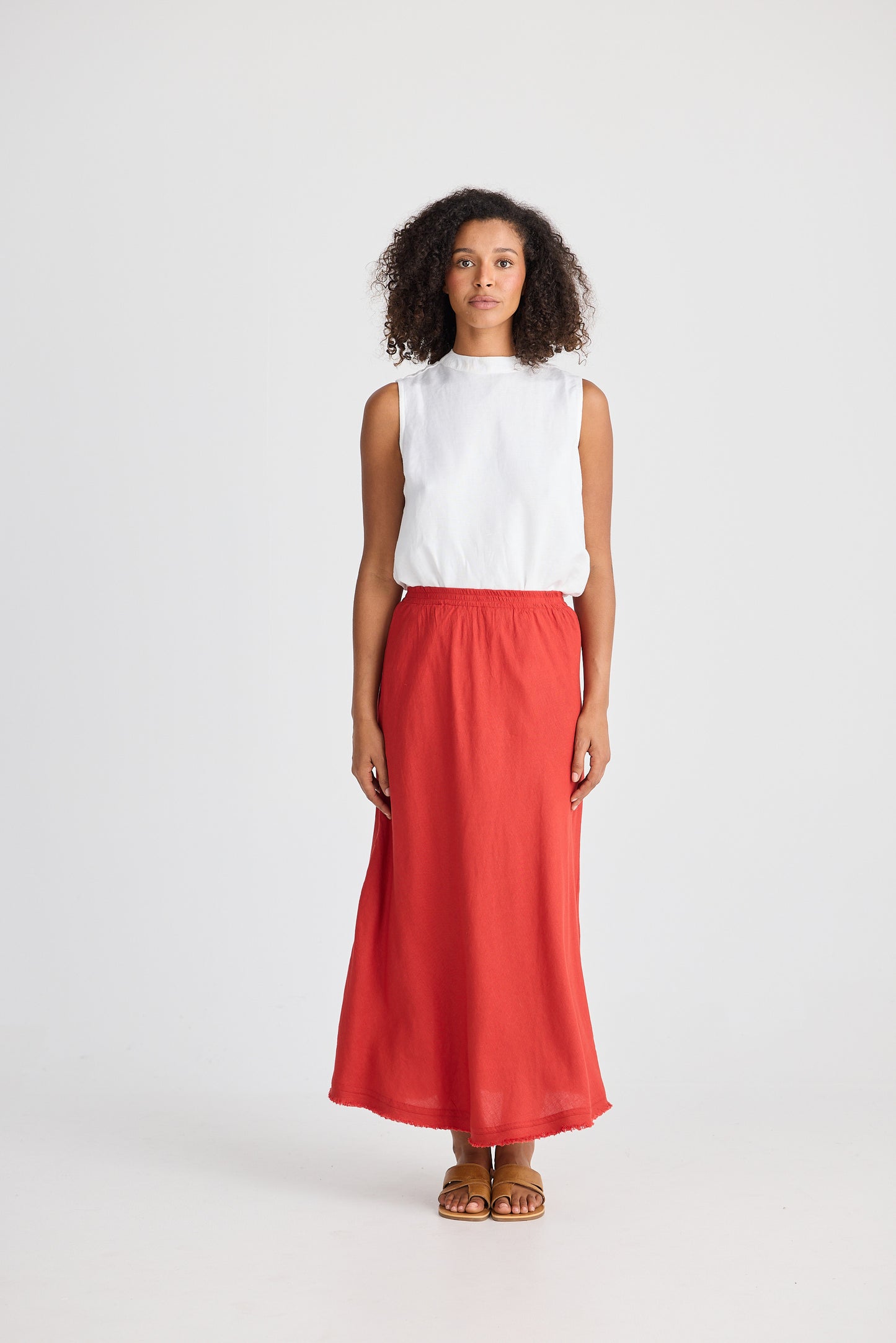 Sicily Skirt -Cherry linen Blend