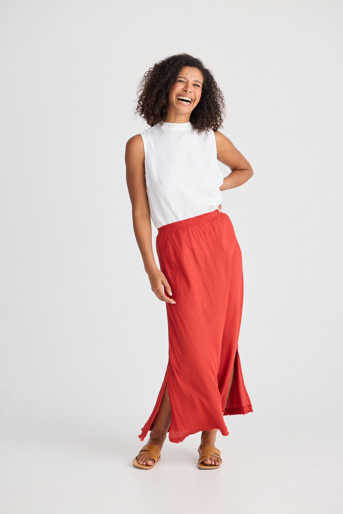 Sicily Skirt -Cherry linen Blend