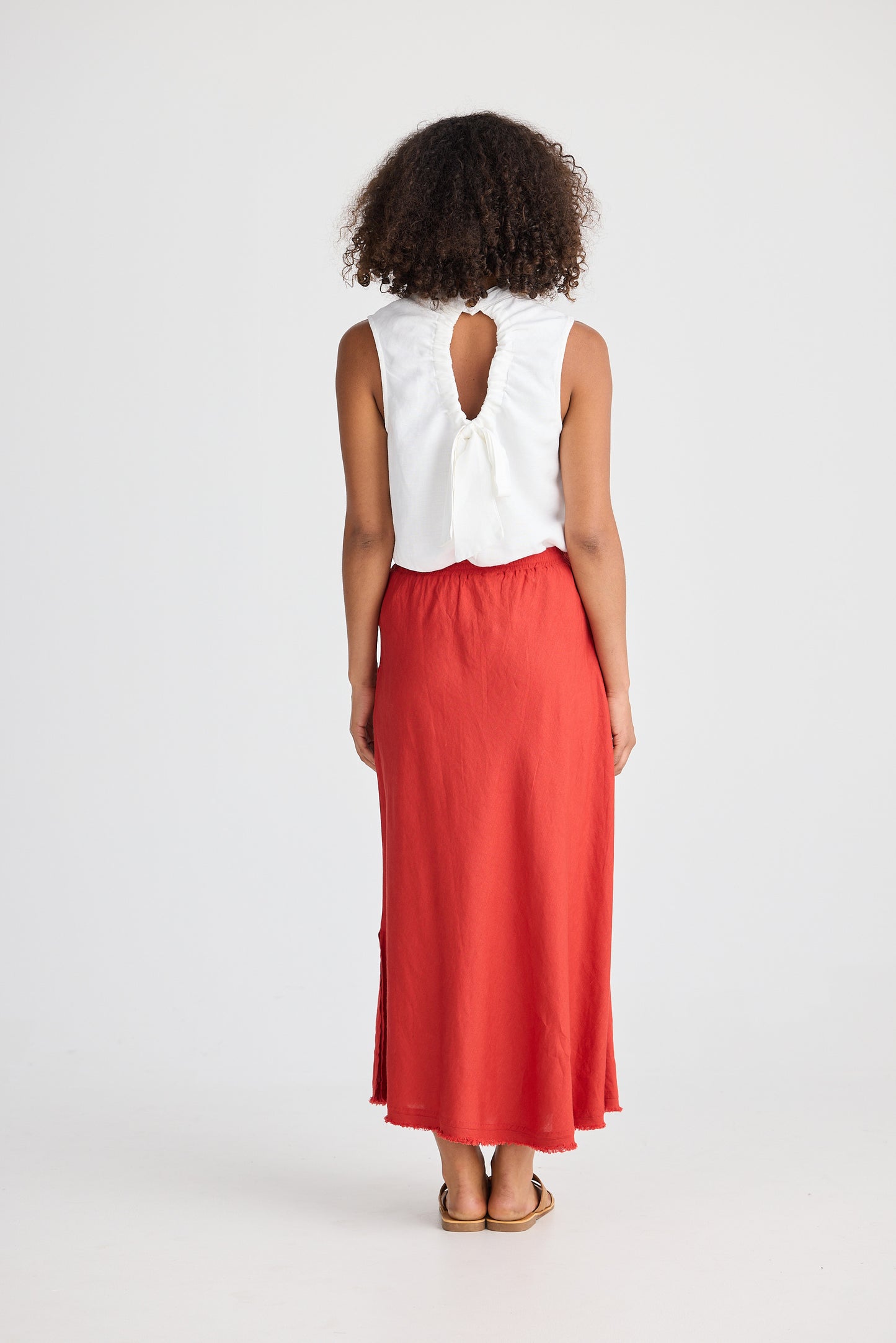 Sicily Skirt -Cherry linen Blend