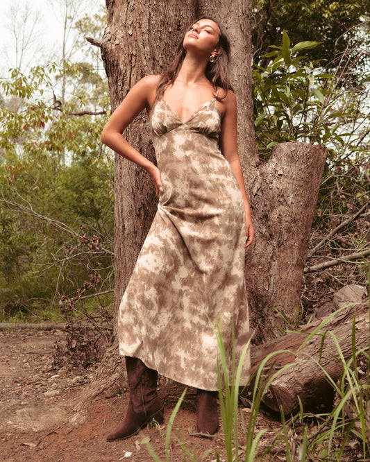 Paper Heart Maxi Dress - Walnut