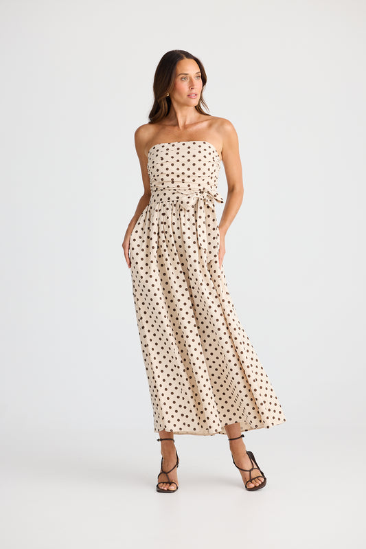 Avalon Dress - Choc Polka Dot