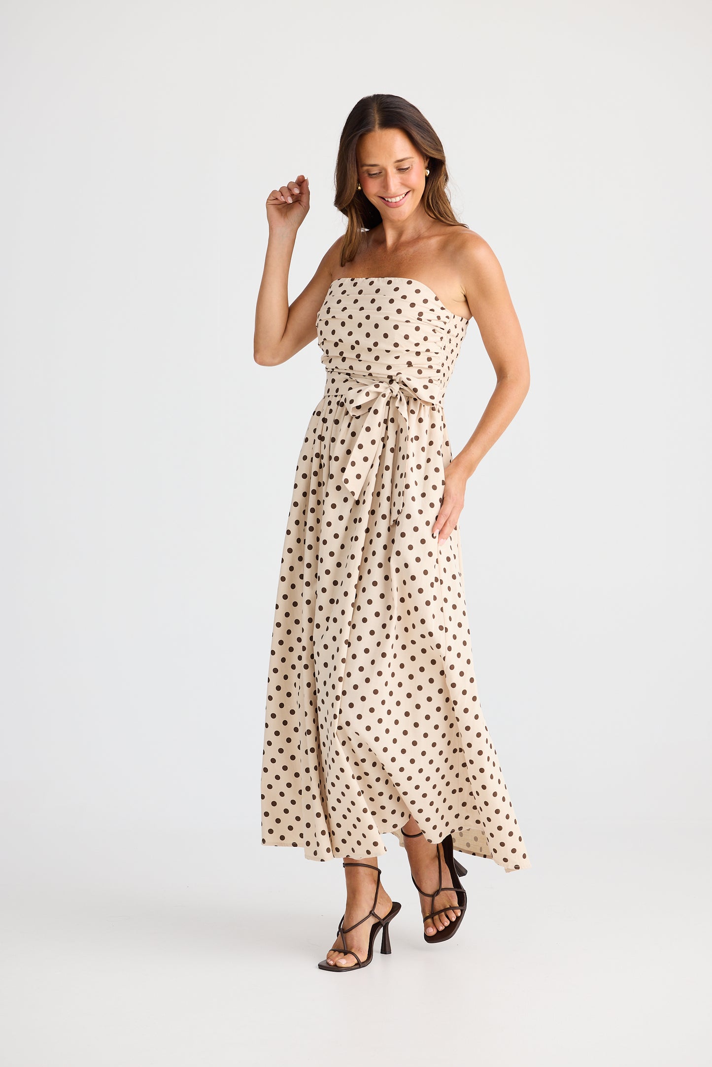 Avalon Dress - Choc Polka Dot
