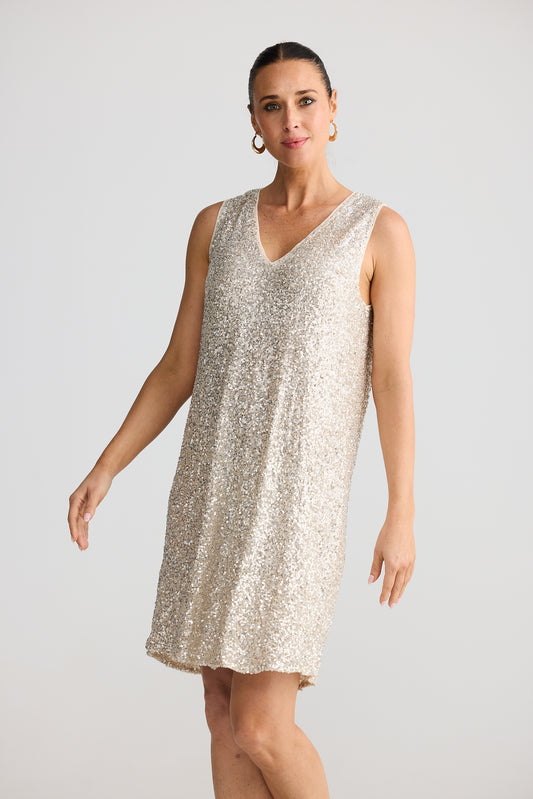 Glitz Swing Dress - Champagne