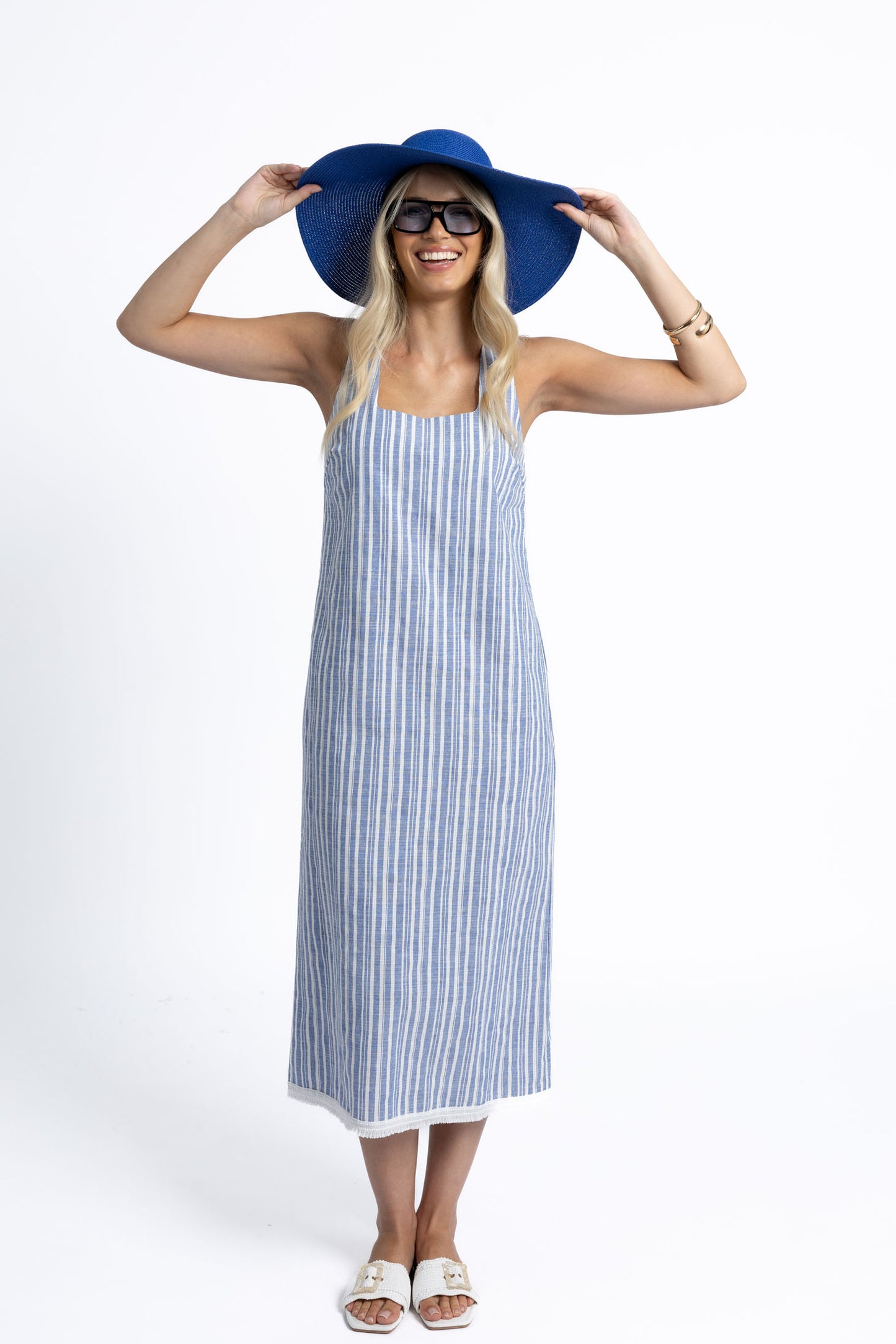 Blaire Stripe Dress - Blue/White