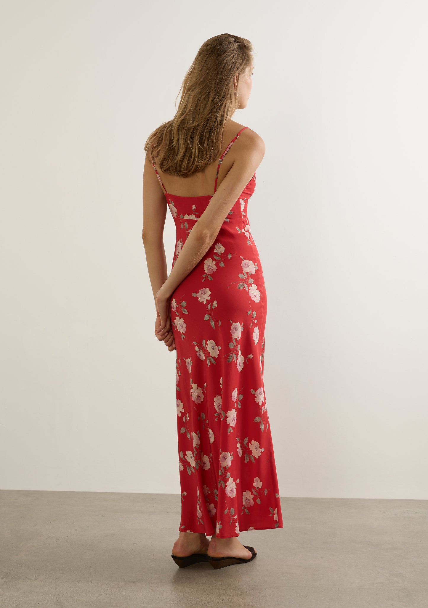 Anne Tie Slip Maxi Dress- -Red