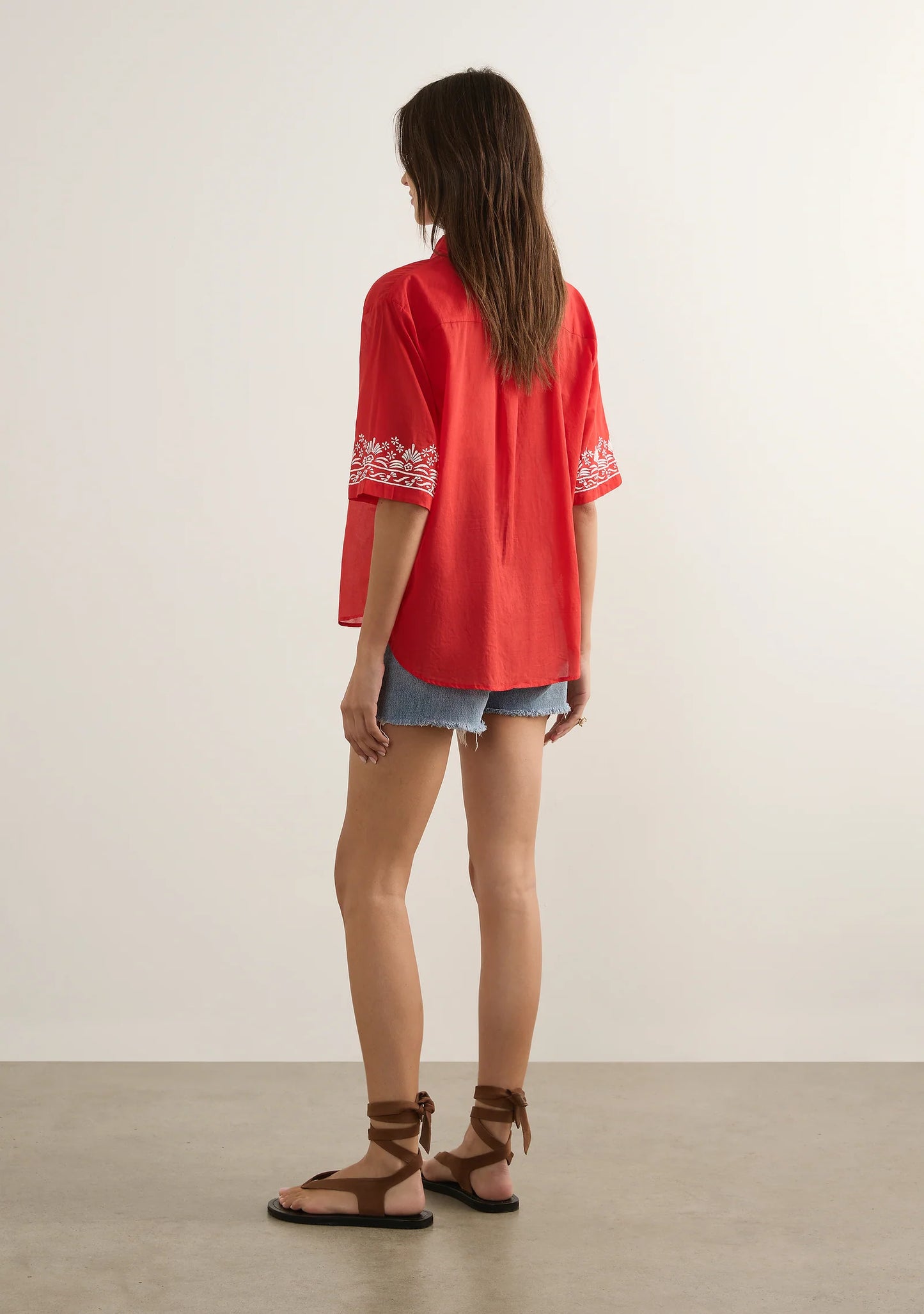 Sardine Embroiderd Blouse - Red