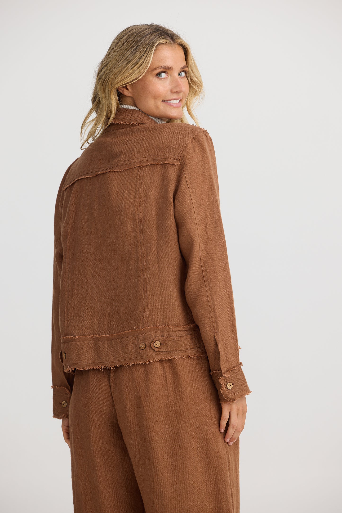 Monza Jacket - Cocoa Linen