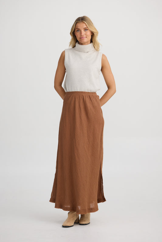 Sicily Skirt -Cocoa Linen