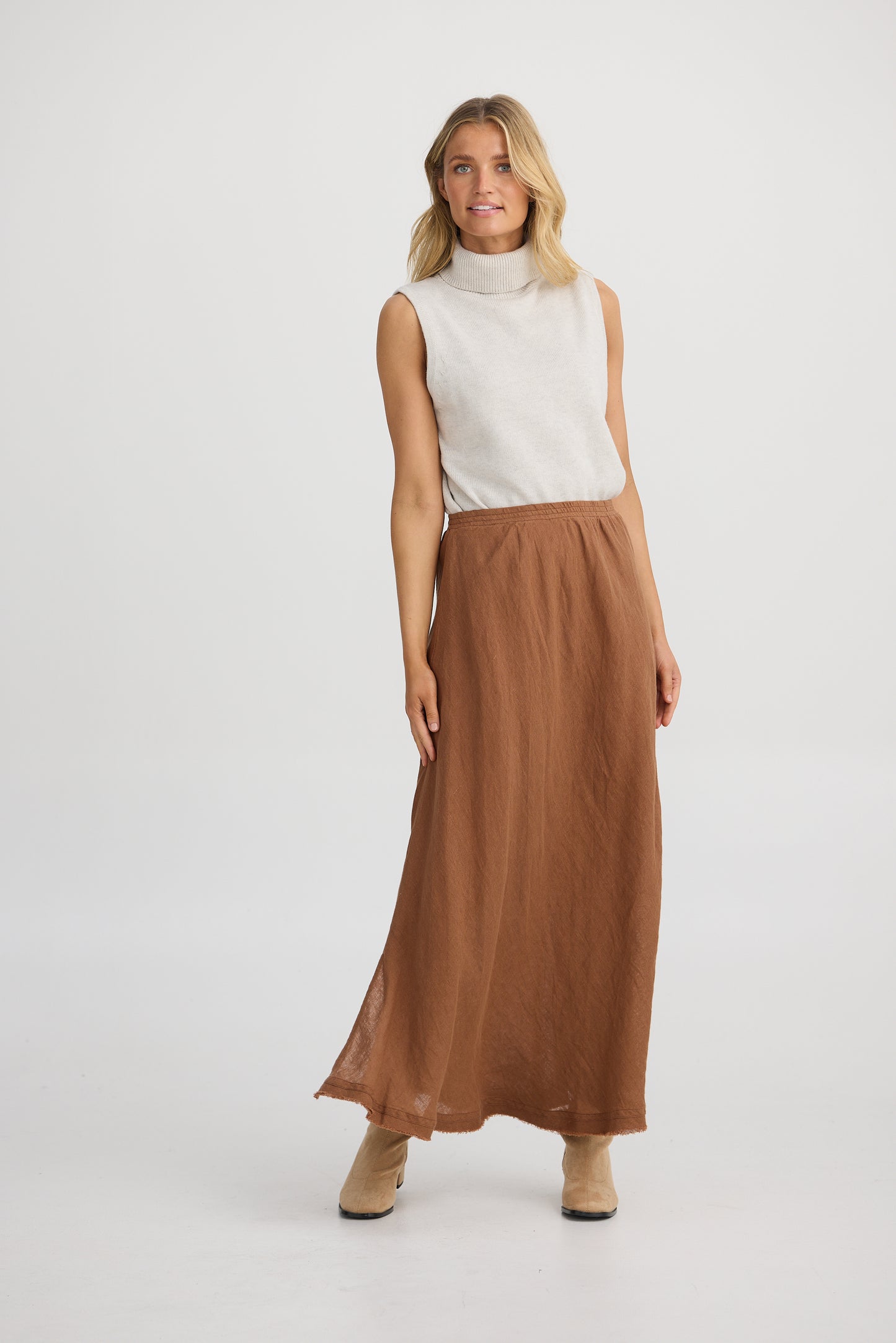 Sicily Skirt -Cocoa Linen