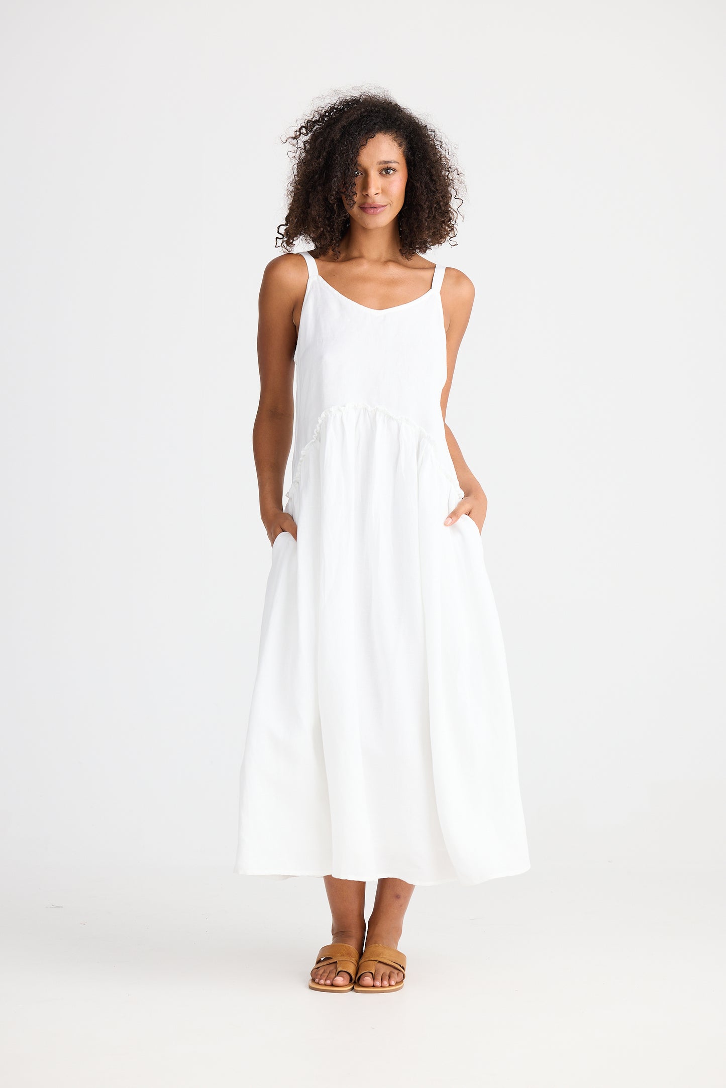 Limone Dress - White linen Blend