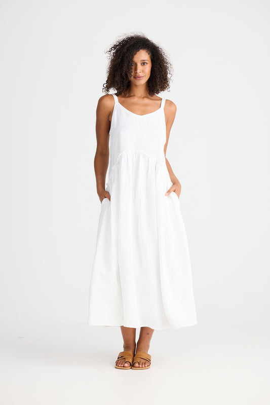 Limone Dress - White linen Blend