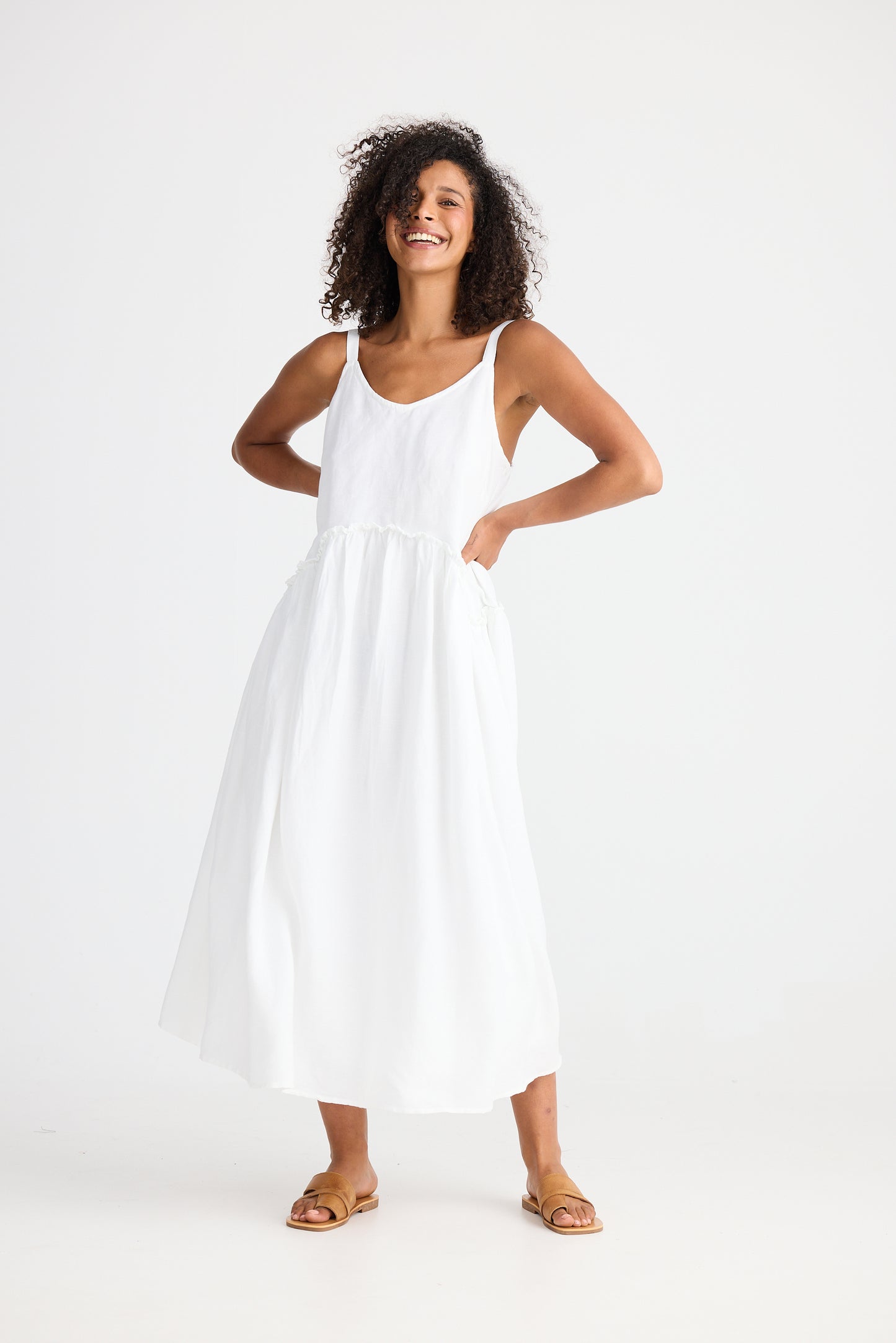 Limone Dress - White linen Blend