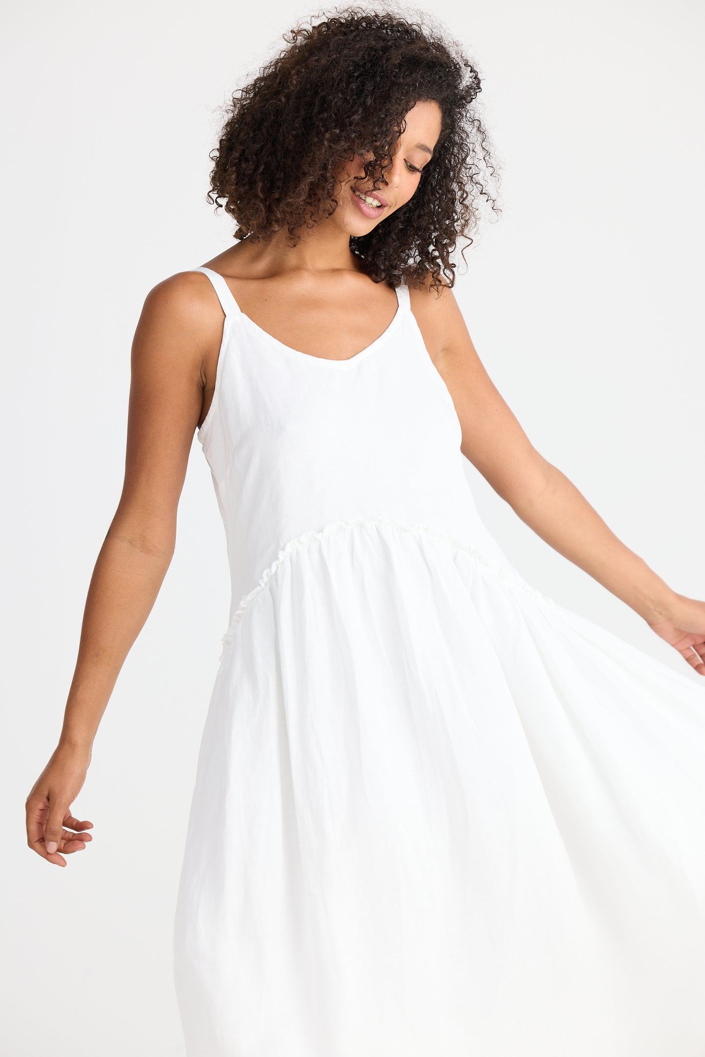 Limone Dress - White linen Blend