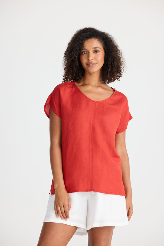 Havana Tee - Cherry Linen Blend