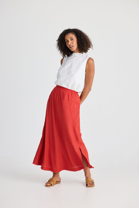 Sicily Skirt -Cherry linen Blend