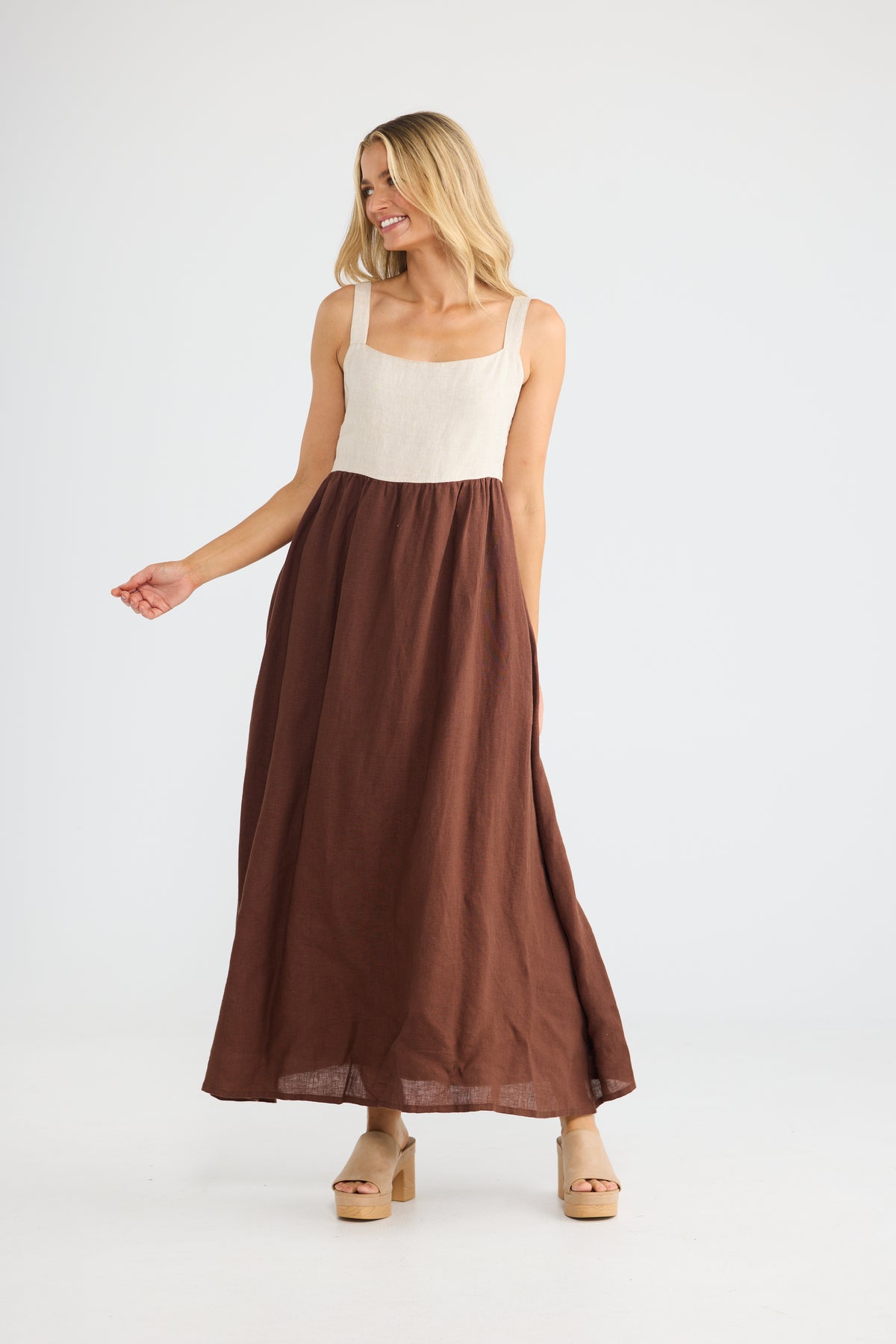 Britta Dress - Chocolate/Natural