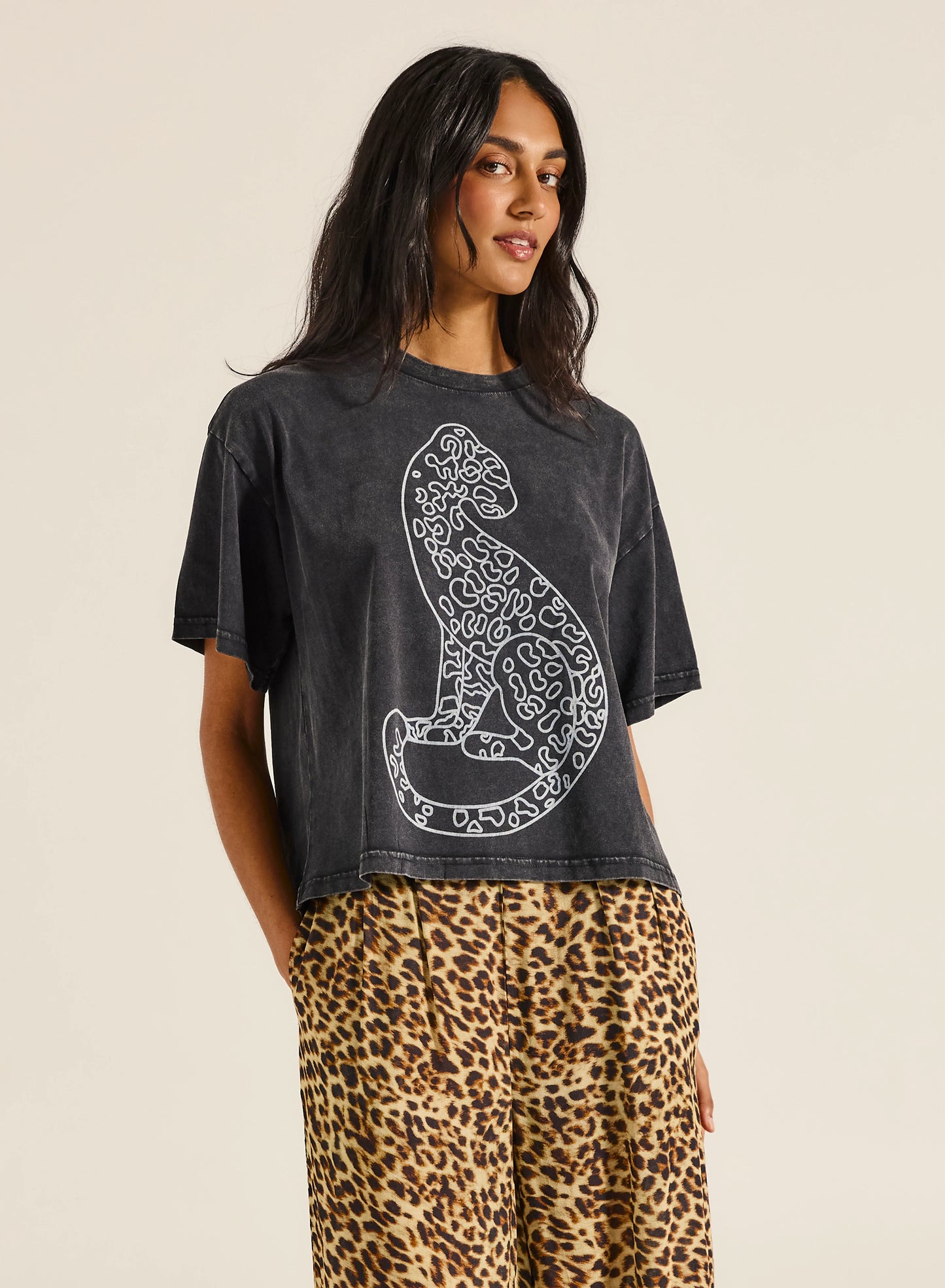 Leopard Boxy Crop Tee - Jungle
