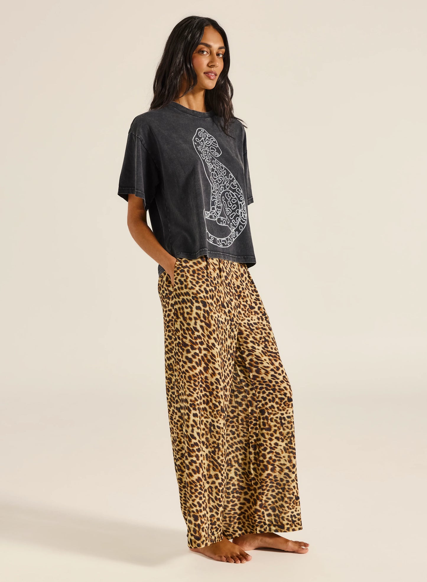 Leopard Boxy Crop Tee - Jungle