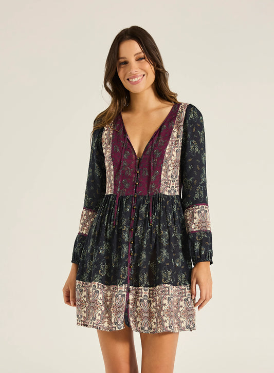 Paraiso Haveli Mini Dress - Paisley Patch