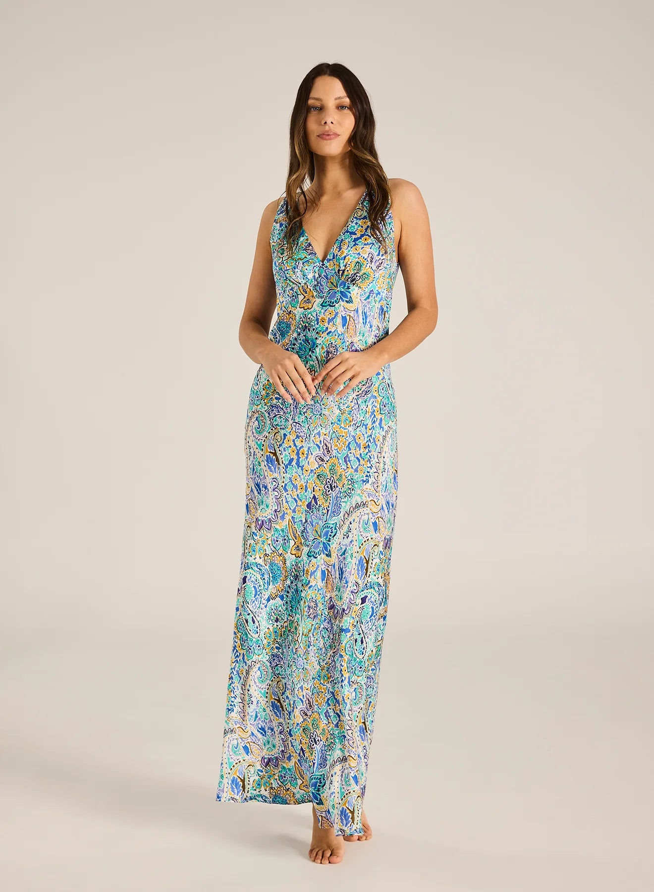 Anara Magnolia Maxi Dress - Turquoise