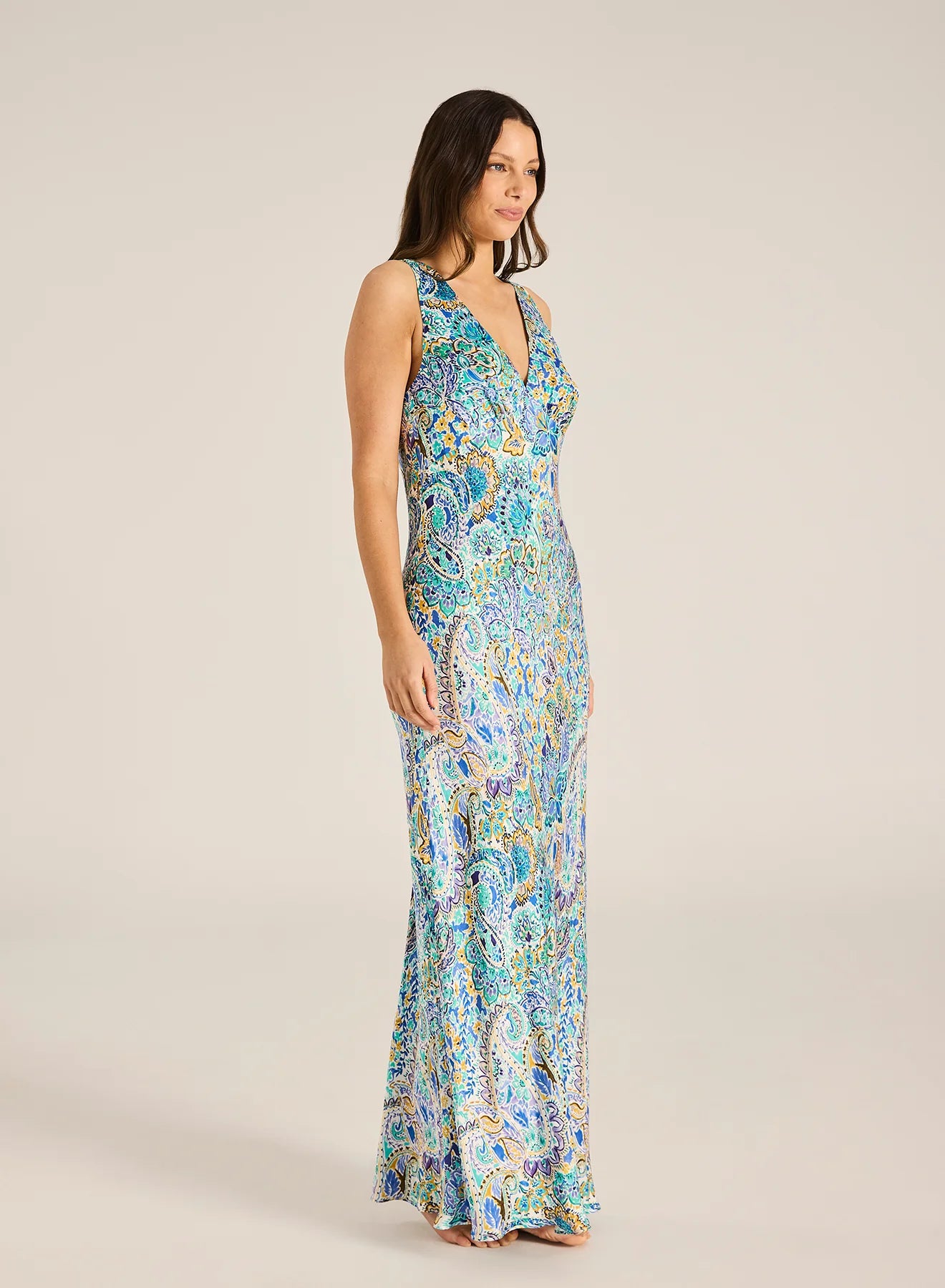 Anara Magnolia Maxi Dress - Turquoise