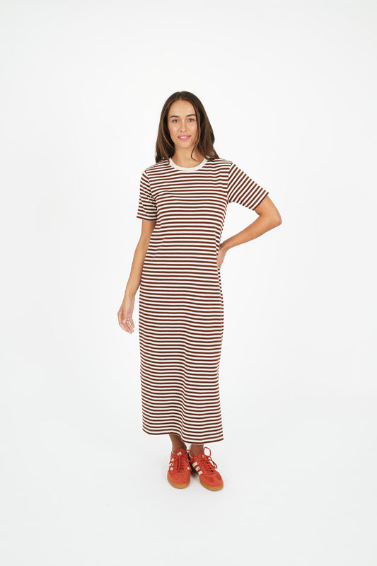 Voyager Striped Dress - Brown