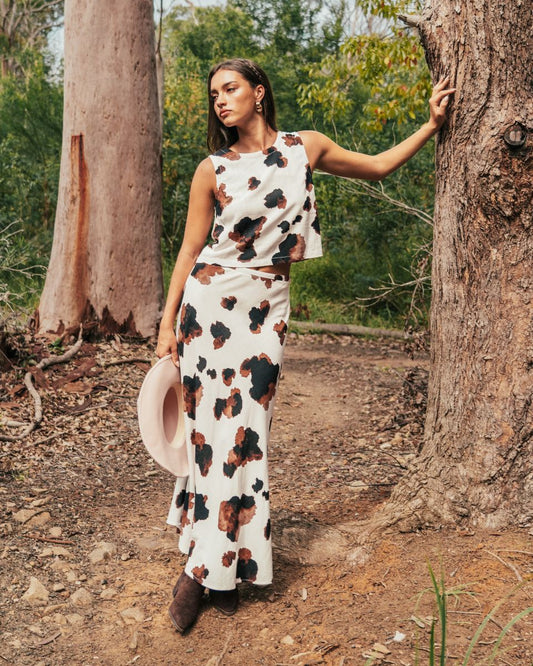 Paper Heart Maxi Skirt - Brown