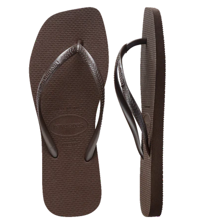 Havainas Slim Square Toe Thongs - Dark Brown