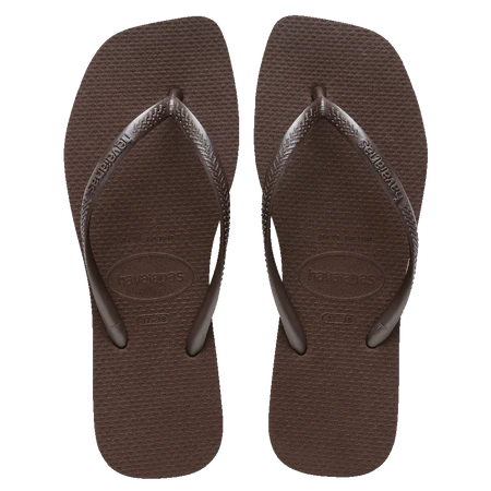 Havainas Slim Square Toe Thongs - Dark Brown