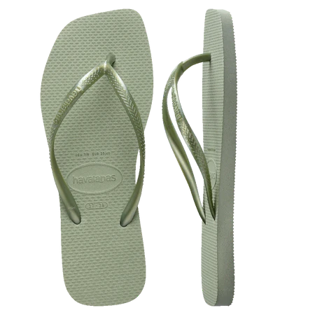 Havaianas Slim Square Toe Thongs - Smoke Green
