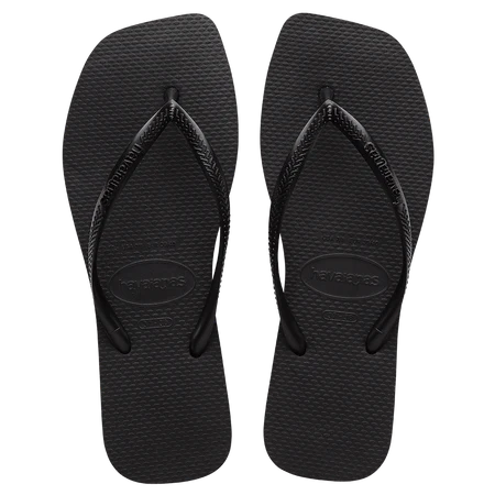 Slim Square Toe Thongs - Solid black