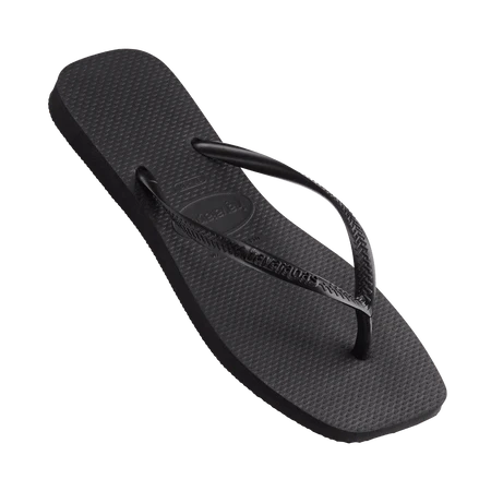 Slim Square Toe Thongs - Solid black