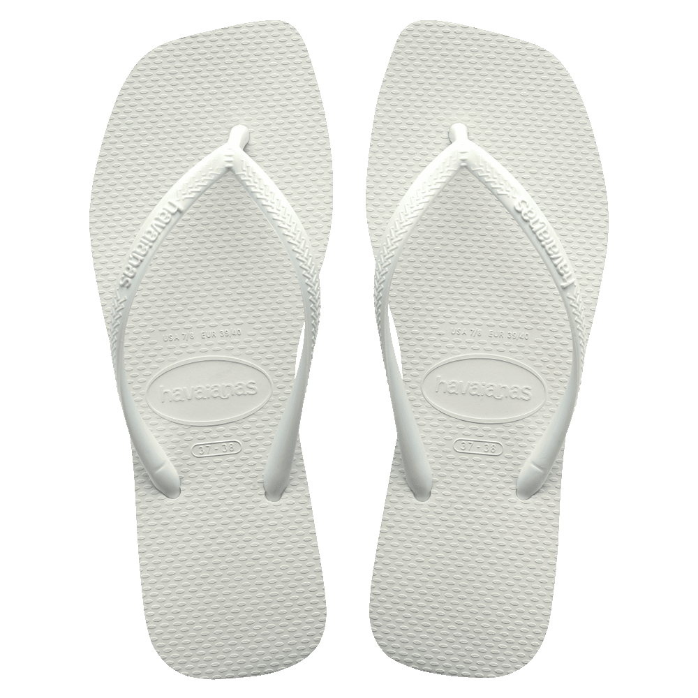 Slim Square Toe Thongs - Solid White